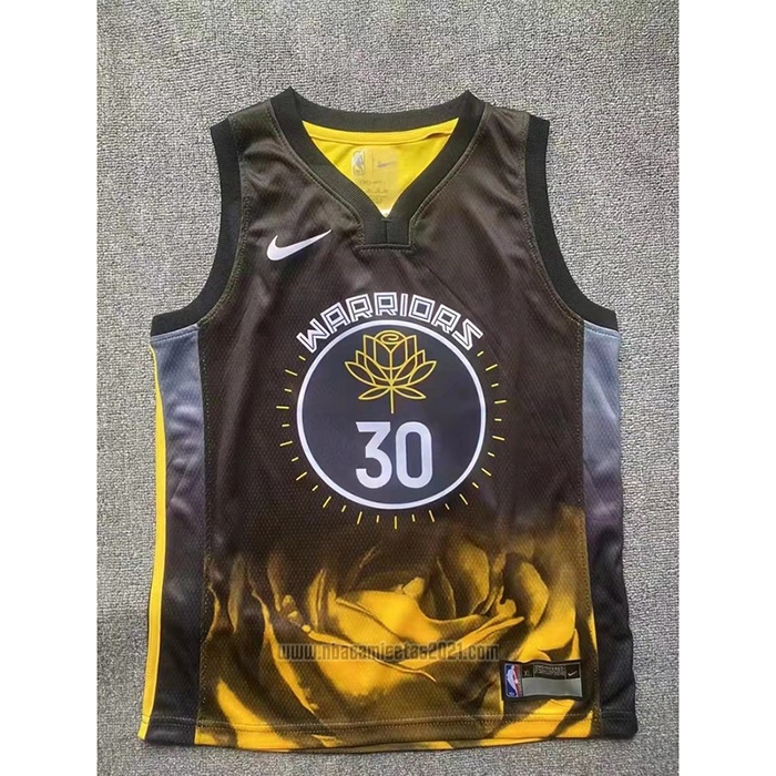 Camiseta Nino Golden State Warriors Stephen Curry #30 Ciudad 2022-23 Negro